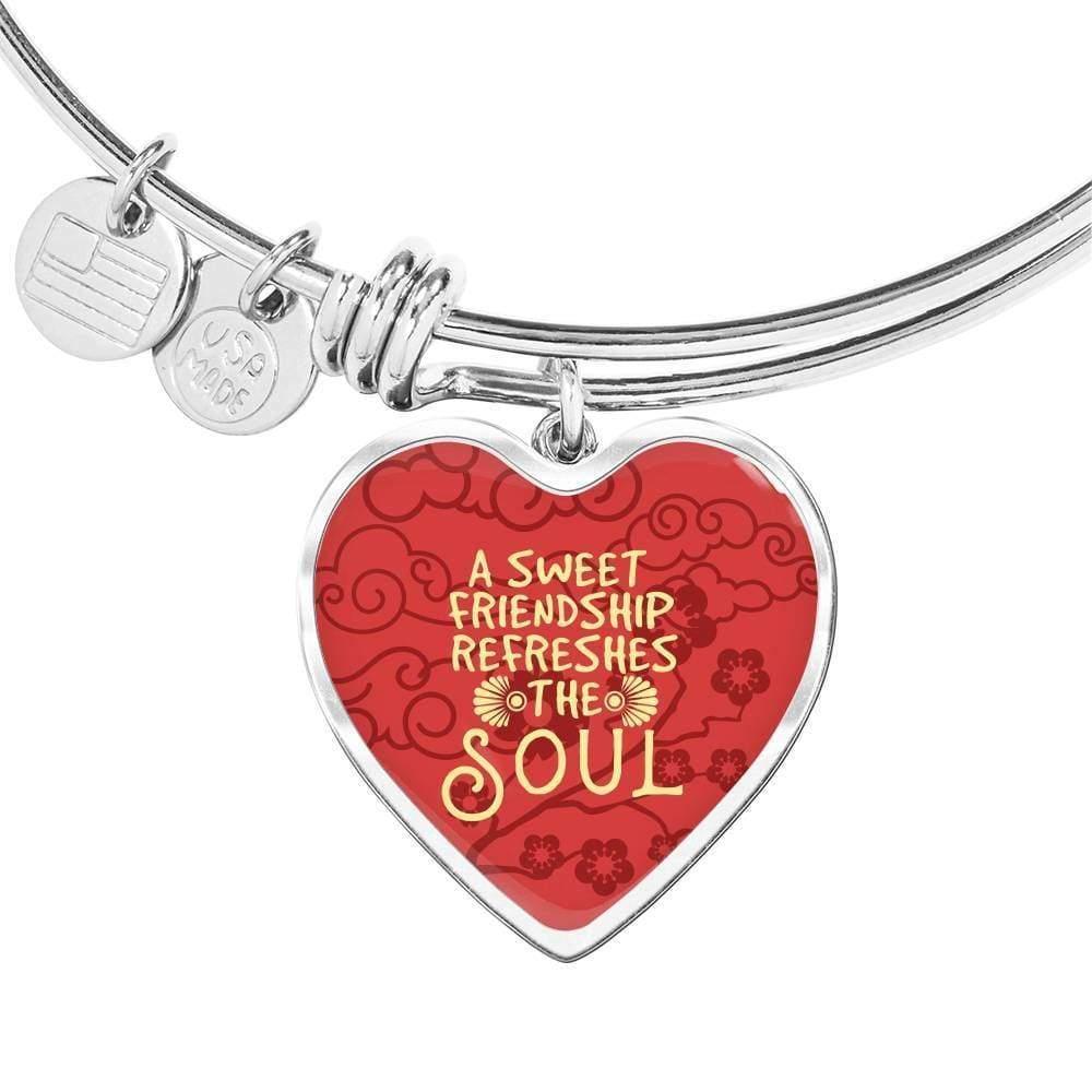 A Sweet Friendship Refreshes The Soul Stainless Steel Or 18k Gold Heart Bracele